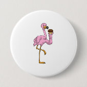 Flamingo met Muffin Ronde Button 7,6 Cm (Voorkant)