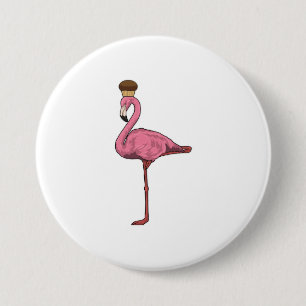 Flamingo met Muffin Ronde Button 7,6 Cm