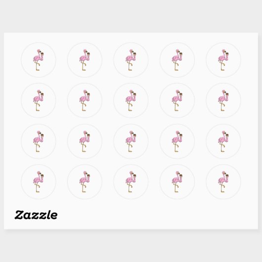Flamingo met Muffin Ronde Sticker (Vel)