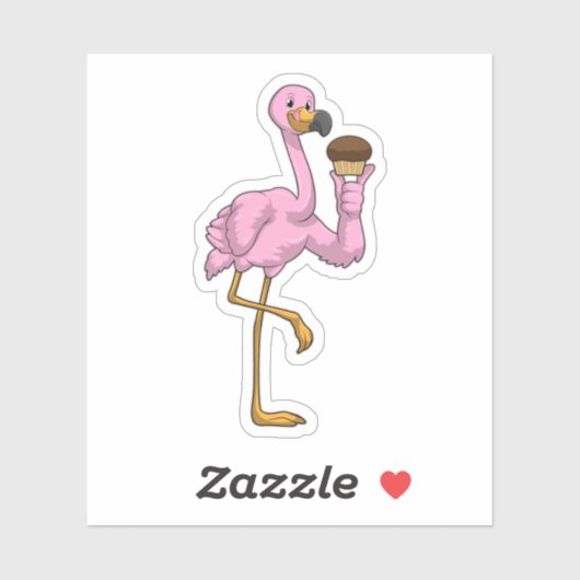 Flamingo met Muffin Sticker (Vel)