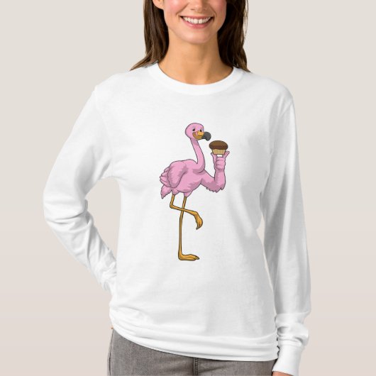 Flamingo met Muffin T-shirt (Voorkant)