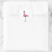 Flamingo met Muffin Vierkante Sticker (Tas)