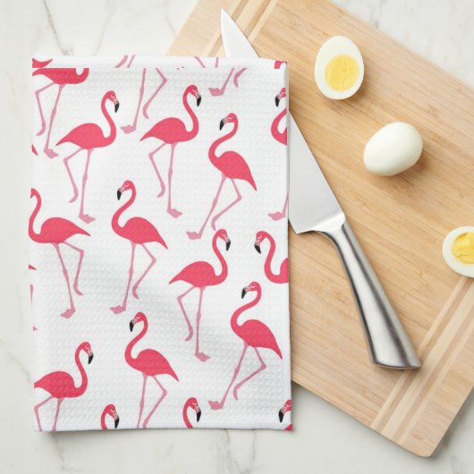 Flamingo met Naam Theedoek (Quarter Fold)