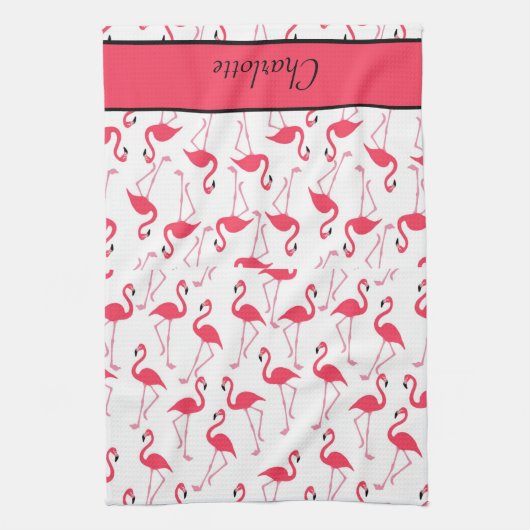 Flamingo met Naam Theedoek (Verticaal)