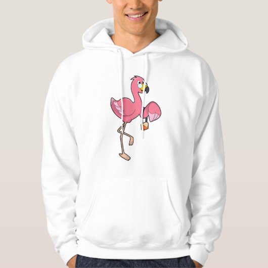 Flamingo met paars hoodie (Voorkant)