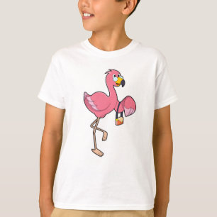 Flamingo met paars t-shirt
