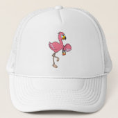 Flamingo met paars trucker pet (Voorkant)