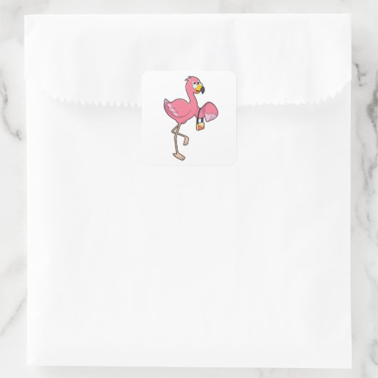 Flamingo met paars vierkante sticker (Tas)