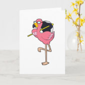 Flamingo met paraplu kaart (Gele Bloem)