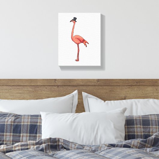 Flamingo met Pet Canvas Afdruk (Insitu (Slaapkamer))