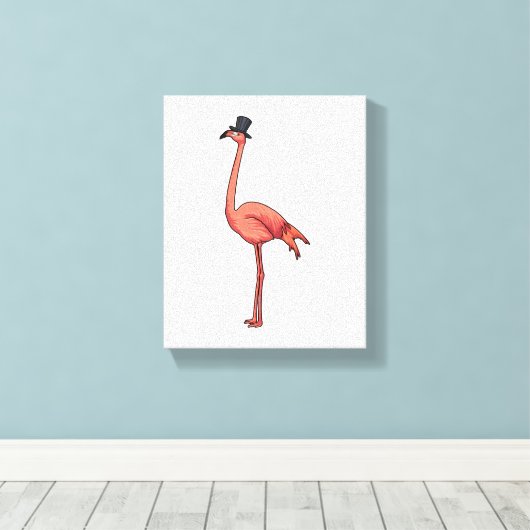 Flamingo met Pet Canvas Afdruk (Insitu (Houten vloer))