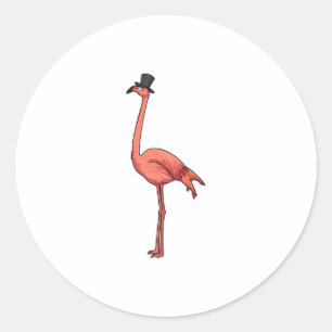 Flamingo met Pet Ronde Sticker