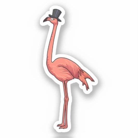 Flamingo met Pet Sticker (Voorkant)