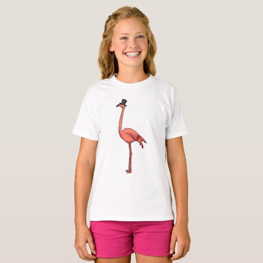 Flamingo met Pet T-shirt (Voorkant volledig)