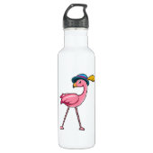 Flamingo met Pet & Veer Waterfles (Voorkant)