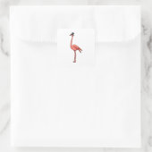 Flamingo met Pet Vierkante Sticker (Tas)