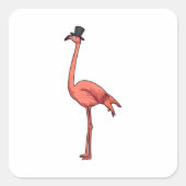 Flamingo met Pet Vierkante Sticker (Voorkant)