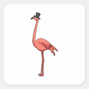 Flamingo met Pet Vierkante Sticker