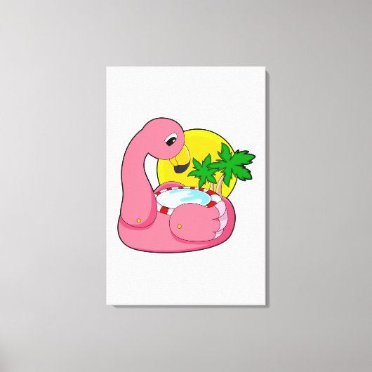 Flamingo met pool canvas afdruk (Voorkant)
