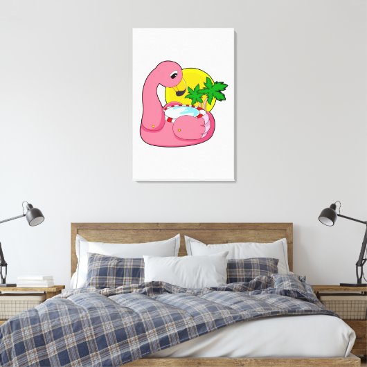 Flamingo met pool canvas afdruk (Insitu (Slaapkamer))