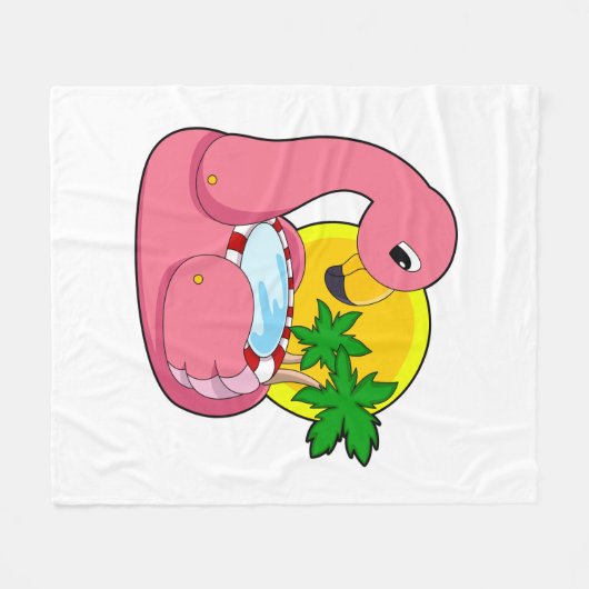 Flamingo met pool fleece deken (Voorkant (Horizontaal))