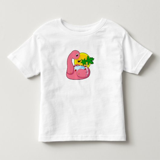 Flamingo met pool kinder shirts (Voorkant)