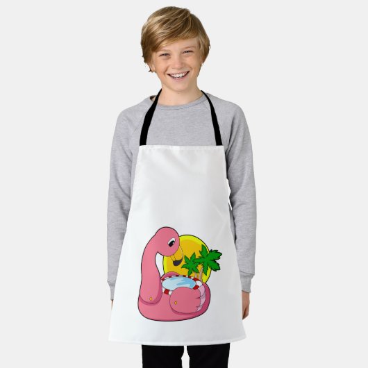 Flamingo met pool schort (Gedragen)