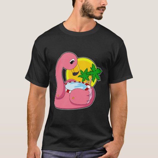 Flamingo met pool t-shirt (Voorkant)