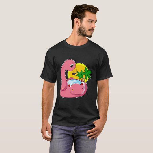 Flamingo met pool t-shirt (Voorkant volledig)