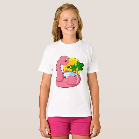Flamingo met pool t-shirt (Voorkant volledig)