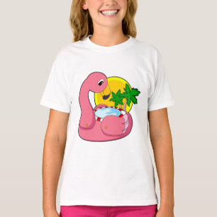Flamingo met pool t-shirt