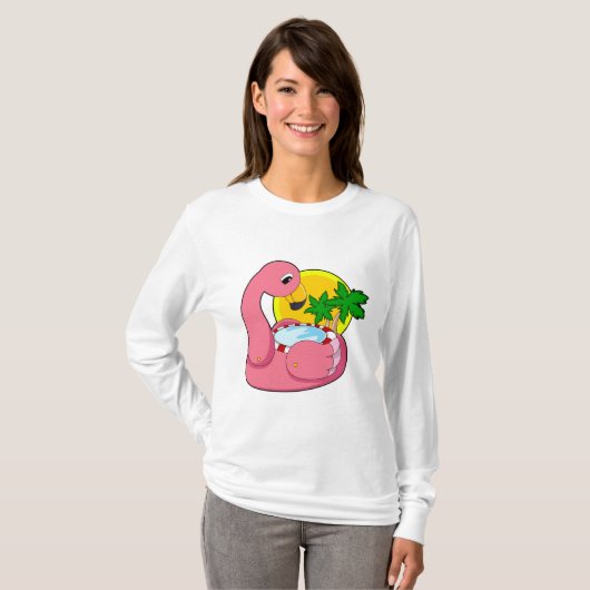 Flamingo met pool t-shirt (Voorkant volledig)