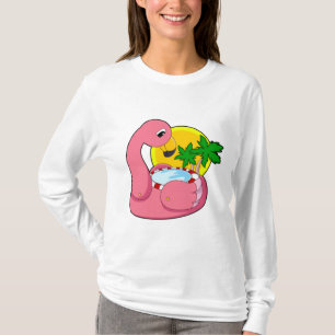 Flamingo met pool t-shirt