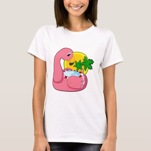 Flamingo met pool t-shirt (Voorkant)