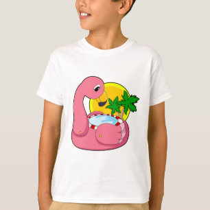 Flamingo met pool t-shirt