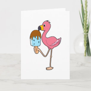 Flamingo met Popsicle Kaart