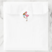 Flamingo met Popsicle Ronde Sticker (Tas)
