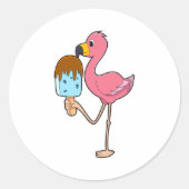 Flamingo met Popsicle Ronde Sticker (Voorkant)