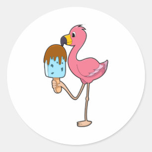 Flamingo met Popsicle Ronde Sticker