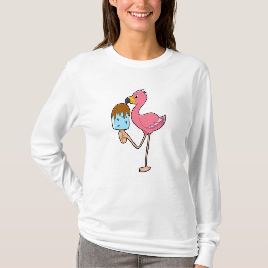 Flamingo met Popsicle T-shirt (Voorkant)