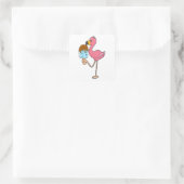 Flamingo met Popsicle Vierkante Sticker (Tas)