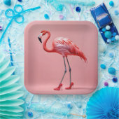 Flamingo met rode hoge hakken papieren bordje (Feest)