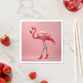 Flamingo met rode hoge hakken servet (Insitu)