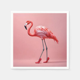 Flamingo met rode hoge hakken servet