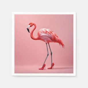 Flamingo met rode hoge hakken servet