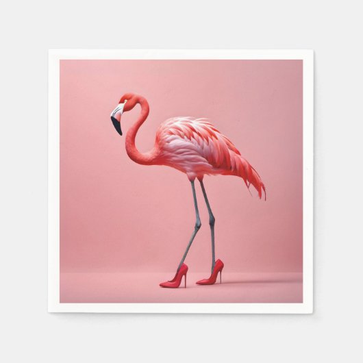 Flamingo met rode hoge hakken servet (Voorkant)