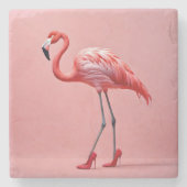 Flamingo met rode hoge hakken stenen onderzetter (Voorkant)
