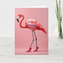 Flamingo met rode schoenen kaart