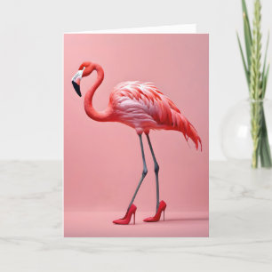 Flamingo met rode schoenen kaart