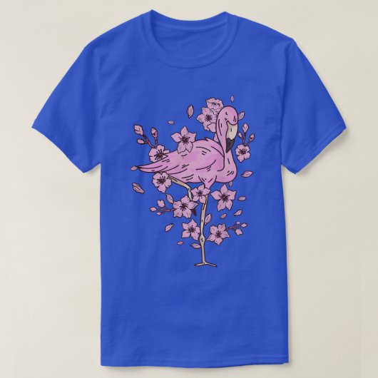 Flamingo met roze flamingo en kersbloesem en t-shirt (Design voorkant)